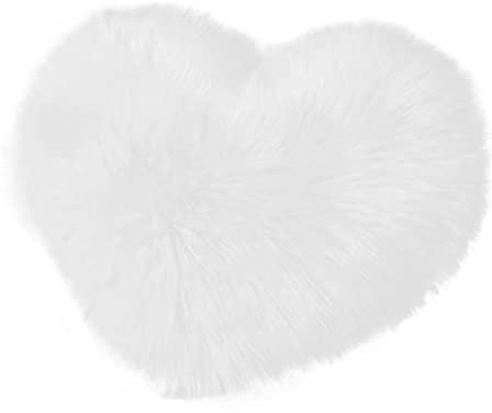 SouiWuzi Cubierta de cojín Relleno Protectores de Almohada de Lana Artificial en Forma de corazón Blanca 50x40 cm (sin Insertos), Cubierta de Almohada de Lana Artificial