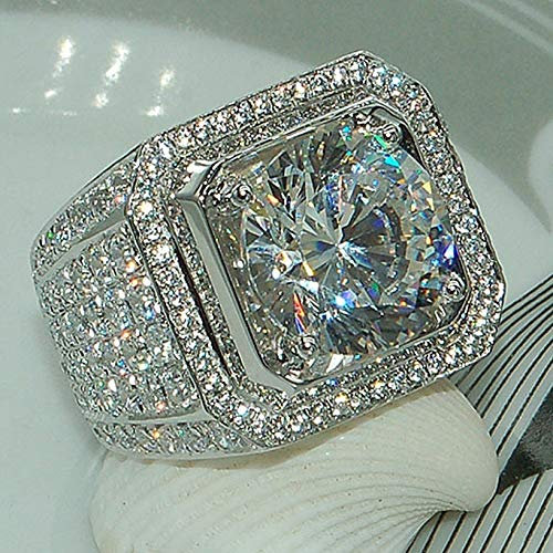 Sdouefos Herren 925 Silber Ring Quadrat Zirkon Eingelegt Klassischer Ring Mode Silber Schmuck Party Zubehör Quadratisch Diamant Ring Cocktail Ring Hochzeit Jahrestag Ring (Y)