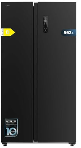 Cecotec Frigorífico americanos Bolero CoolMarket SBS 562 Dark D. Compresor Inverter Plus Frigorífico Americano Side By Side Inox Oscuro 177X91.2Cm, 562L, No Frost, Multiairflow, Clase D, Fast Cooling