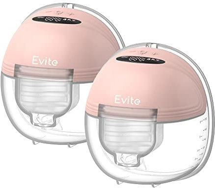 Evite Elektrische Drahtlose Milchpumpe – Freisprecheinrichtung & Tragbar – BPA-Frei – Doppelte Brustpumpe – Rosa
