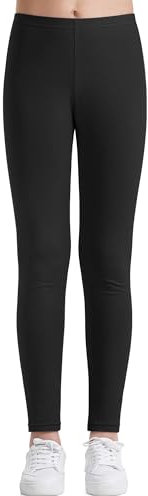 Auranso Leggings Mädchen Sport Baumwolle Kinder Hosen Lange Blickdicht 122-128 Schwarz