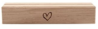 Kartenhalter aus Holz mit Herzgravur | Kartenleiste | Bildleiste | Tischaufsteller | Eiche | Massivholz 15 x 3 cm Pohmer Design (Herz)