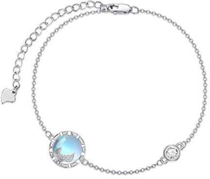 VONALA Mermaid Tail Mondstein 925 Sterling Silber Armband, Anhänger Schmuck für Frauen, hypoallergenes Armband als Muttertagsgeschenk, Mädchen