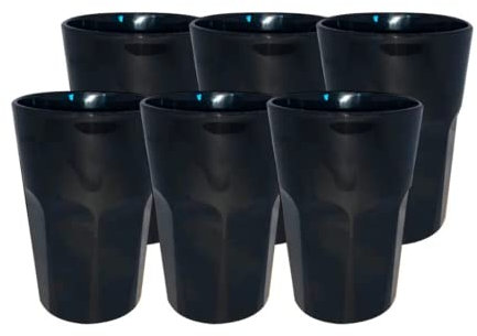 SPARKLERS CLUB Lot de 6 Verres à Cocktail Mojito couleur Noir 33cl - Verre Incassable en SAN (Acrylic), MADE IN FRANCE, Prise en Main facile, Verre Tube pour soirée et évènements - LIVRAISON 24/48H