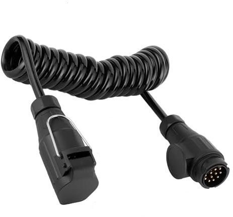 Ausla Anhänger-Adapter, 13-poliger auf 13-poliger Anhänger-Spiralkabel-Adapter, 1,6 M/5,2 Fuß Anhänger-Verlängerungsfederkabel