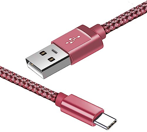 USB C Cable, USB Type C Fast Charging Lead Nylon Braided USB C Charger for Samsung Galaxy S23 S22 Ultra S21 S20 fe S10 S9 S8 A12 A21s A51 A52 A53 A33 A23 A14 A24 A34 A54, Huawei, Pixel (1M, Rose Gold)