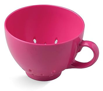 Zeal Berry Colander Cup, Small Hand-held Cup Shape Melamine Strainer/Sieve, for Washing & Draining Fruits, and Berries (10cm) - Neon Pink