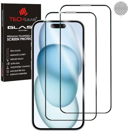 TECHGEAR [2 Pack 3D GLASS Edition for iPhone 16 Plus/iPhone 15 Plus, [FULL Screen Adhesion] & [Full Coverage] Tempered Glass Screen Protectors Guard Cover for iPhone 15 Plus & iPhone 16 Plus 6.7