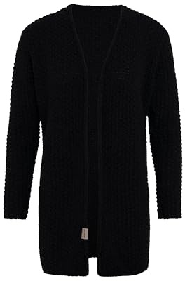 KNIT FACTORY - Carry Strickjacke - Mittellange Damen Strickjacke - Cardigan mit Wolle - Hochwertige Qualität - Schwarz - 40/42