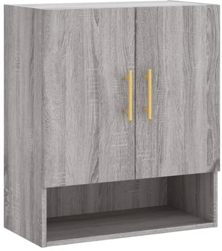 vidaXL Wandschrank, Hängeschrank mit viel Stauraum, Wandmontage Badschrank Medizinschrank, Aufbewahrungsschrank für Wohnzimmer, Grau Sonoma Holzwerkstoff