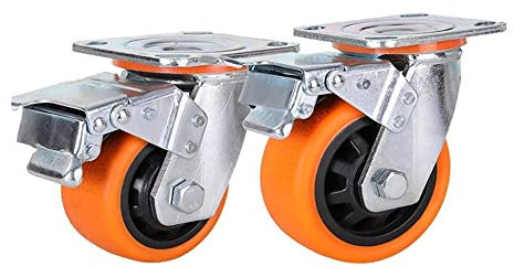 Bürorollen Hochleistungs-Lenkrollen 150 mm verzinktes Nylonrad mit Bremsen Trolley Industrierad 2 Stück Möbelrolle (150 mm)