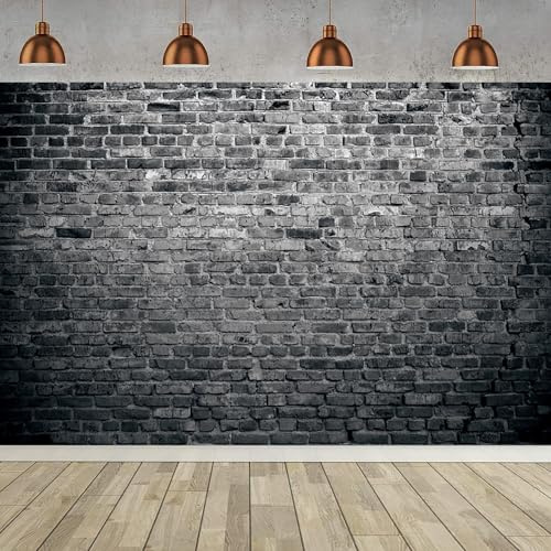 2.4x1.8m Foto Hintergrund Backsteinmauer Vintage Schwarz Backstein Fotografie Hintergrund Baby Shower Kinder Erwachsene Portrait Fotoshooting Geburtstag Party Dekorationen Banner Fotostudio Requisiten