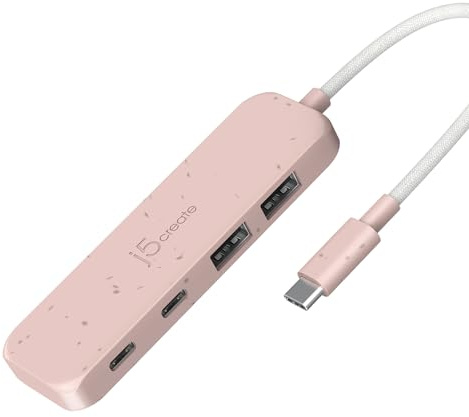 j5create 4-in-1 USB-C zu 4-Port Typ-A & Typ-C Hub | USB-C Hub, 10 Gbps, 2x USB-A & 2x USB-C, für MacBook Pro/Air, iPad, Mac Mini & Typ-C Geräte (JCH342ER)