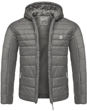 Amaci&Sons Herren Steppjacke Outdoor Basic Patch Jacke 9109 Grau XXL