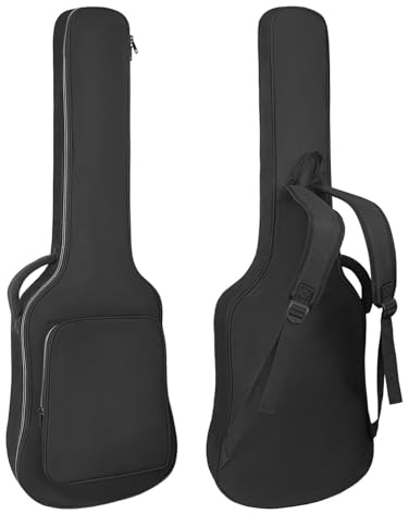 Muscab Tasche für E-Gitarren, 99 cm, 7 mm Polsterung, wasserdicht, Gigbag für E-Gitarre, Gitarrentasche, E-Rucksack mit Umhängeband und Tasche, weißer Reißverschluss