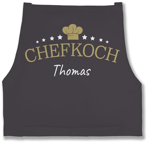 Schürze - Kochschürze Herren Männer - Chefkoch mit Name I Geschenk für Koch - 85x69 - Anthrazit - gifts for grandparents schürzen küche kochen chef männerschürzen kochschuerze