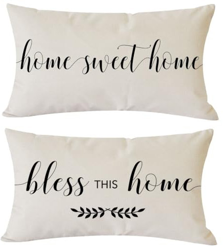 PANDICORN Farmhouse Kissenbezüge, 30,5 x 50,8 cm, 2 Stück, Home Sweet Home Segen Sie dieses Nest für Heimdekoration, Lendenwirbelkissen für Wohnzimmer, Veranda, Stuhl (Bless This Home, Home Sweet