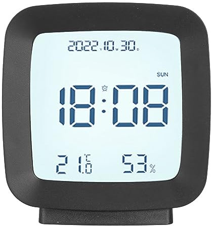 HERCHR Digitaler Wecker, Wecker Für Schlafzimmer, Großes Display, Kalender, Alarm, Tagesuhr, Tischuhr Mit Datum, Woche, Temperatur Für Büro