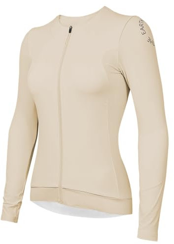 Wulibike Radtrikot Damen Langarm,Fahrradtrikot Atmungsaktiv Rennrad Trikot Hochelastisch Fahrrad Kleidung 4 Taschen Leichter Kaffee XXL