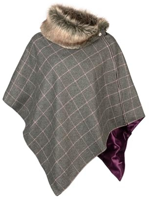 Rydale Ladies Tweed Poncho Womens British Made Wool Ponchos Cape Shawl Country (UK, Alpha, One Size, Regular, Regular, Dark Green)