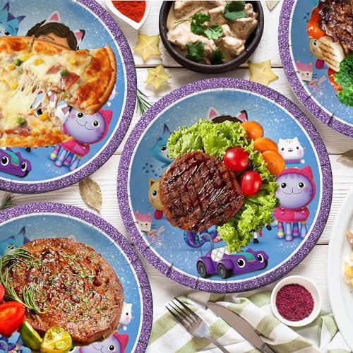 DecPtyTa Stoviglie per Feste di Compleanno,Decorazioni Compleanno Piatti Tovaglioli Tovaglia,feste e compleanni per 20 bambini (K)