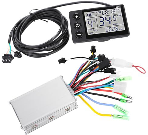 ZAWELIYO 24V/36V/48V Electric Bicycle Scooter Brushless Controller Kit, Controller & Waterproof LCD Display Panel Fit 22.5mm Handlebar, Suitable for Electric Bikes, Scooters