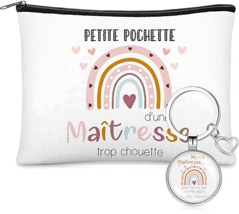 Otuuz Dankeschön Geschenk für Lehrer Set Makeup Tasche Schminktäschchen Reise Kosmetiktasche Schlüsselanhänger für Lehrerin Erzieherin Tagesmutter Lehrertag Abschied Abschluss Grundschule Ruhestand