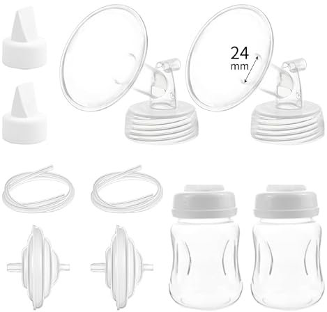 Momstouch Breastpump Parts Compatible with Spectra S1/S2/9 Plus, Not Original Accessories, Full Set Replacements Include 24mm Flange, Duckbill Valve, Backflow Protector, Tubing and Bottle