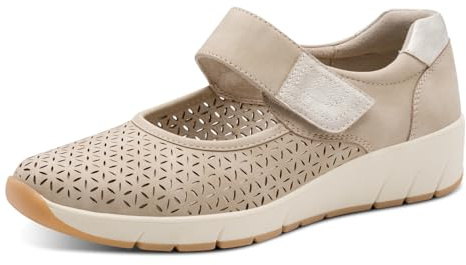 Jana Chaussures Basses Femme avec Fermeture Velcro Vegan, Taupe, 38 EU
