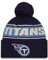 New Era Tennessee Titans NFL 2024 Sideline Sport Knit Blau Bommelmütze - One-Size