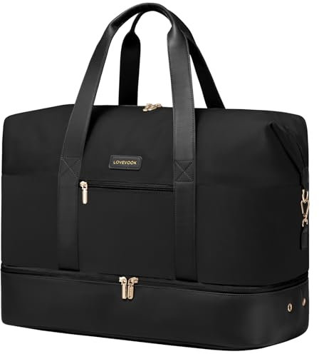 LOVEVOOK Bolsa de Viaje para Mujer, Equipaje de Mano para Avión, Bolsa de Deporte para Fin de Semana, Clínica, Nacimiento, Ropa, Con Compartimento para Zapatos y Aseo