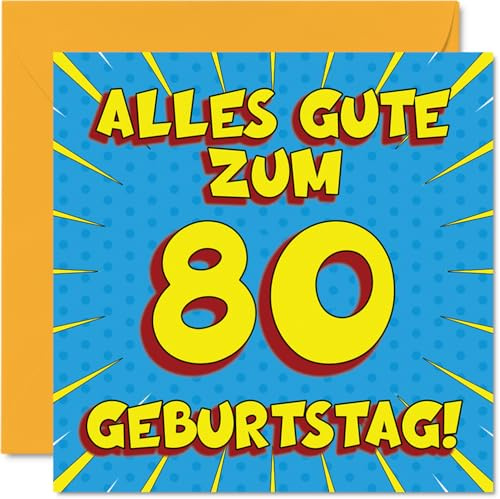 Stuff4 80. Geburtstagskarte für Männer Frauen Ihn Sie - Comic Buch - Achtzigster 80 Alles Gute Zum Karte Geburtstag, 145mm Scherzen Glückwunschkarten