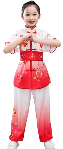 YEMYIQZ Kids Kung Fu Uniform for Boys Girl Chinese Traditional Tai Chi Wushu Suits Short Sleeved Martial Arts Uniform