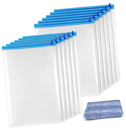 KITANDOVE 12pcs Compression Hand Vacuum Storage Bags for Clothing Packing Organizers for Travel Business Trips and Home Storage