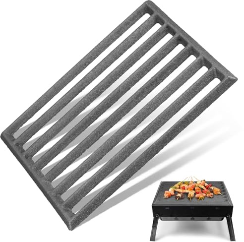 TOYANDONA Cast Iron Fire Grate: 8.6 Inch Heavy Duty Fireplace Grate, Square High-Temperature Resistant with Thickened Channel Design for Wood Burner Stoves, Open Fires, Outdoor BBQ, Camping Use