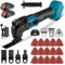 Battery Multifunctional Tool 350W Oscillating Multitool Kit with 4° Oscillation Angle, 5 Variable Speeds, 22Pcs Saw Accessories and Carry Bag Included