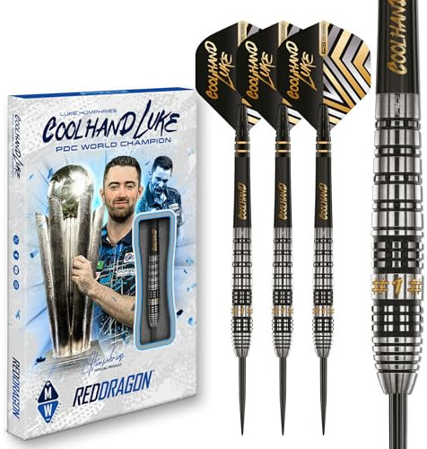 RED DRAGON Darts – Professioneller Spieler – Luke Humphries Coolhand Prestige 22g - 90% Wolfram Stahlspitze Dart-Set mit Dart Flüge und Dartschäfte