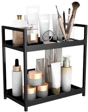 2-Tier Desktop Organizer Shelf - Double Layer Desk Shelf, Bathroom Storage Stand | Desktop Organizer For Makeup, Book Storage Rack, Small Kitchen Bathroom Shelf, Kitchen Desktop Organizer For Kitchen