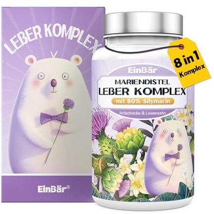 8-in-1 Leber Kur Komplex: Hochdosiert Mariendistel (500mg, 80% Silymarin) mit Löwenzahn, Cholin, Inositol, Kurkuma uvm. 121 vegane Kapseln für Leber & natürliche Entgiftung. Deutschland.