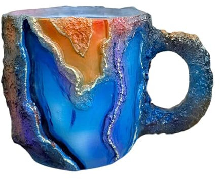 Mineral Crystal Coffee Mugs with Handle, Geode Coffee Cup, Natural Stone Mug, Crystal Infused Mug, Unique Geode Drinkware, Decorative Crystal Coffee Mug, Handmade Mineral Mug, Healing Stone Coffee Cup