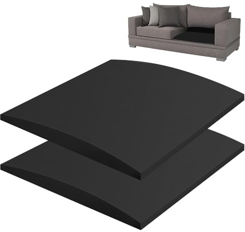 KBIBCK 2 cojines de sofá, soporte de esponja de 50 x 50 cm, cojín de asiento de sofá para asiento curvado, tablas de soporte de sofá, espuma para debajo de los cojines del asiento (negro)