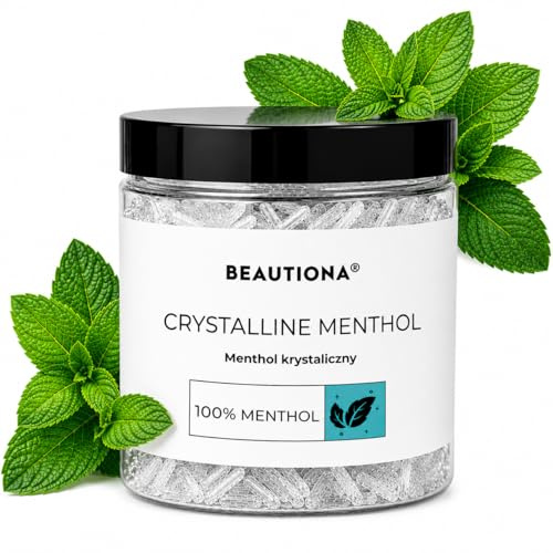 Beautiona Kristallmenthol 100g – Reines Saunamenthol | 100% Naturell | Aromatherapie, Inhalation, Massage, DIY Kosmetik | Intensiv frisches Mentholaroma