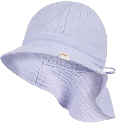 Smarilla Schirmmütze Babymütze Mädchen mit Nackenschutz Sommer Musselin, Bekleidungsgröße: 46-48, Farbe: Flieder