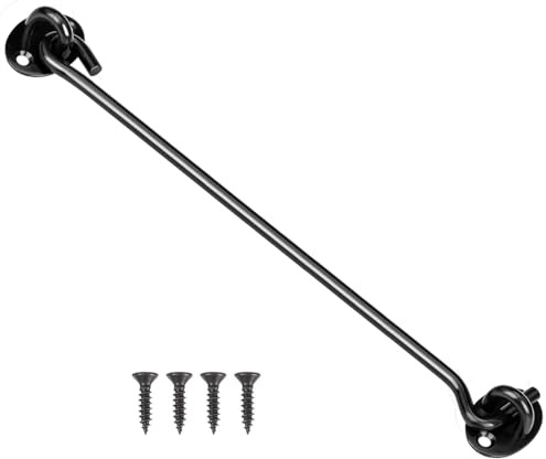 Hook and Eye Latch 12 Inch, 1PCS Stainless Steel Cabin Hook Gate Hook Black