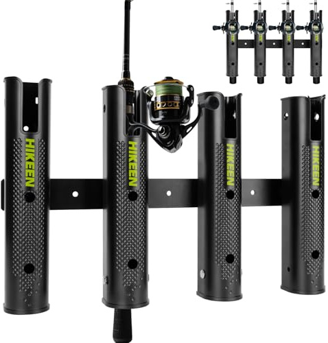 Boosteady Adjustable Fishing Rod Holder, 4 Tube Fishing Pole Holders Wall-Mounted Rod Rack for Boat Kayak Golf Cart Garage Crate Cooler Wagon RV