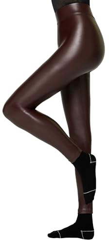 Nur Die Leggings in Leder-Optik Relax & Go Kunstleder High Waist Treggings mit weicher Innenseite & Bund Damen