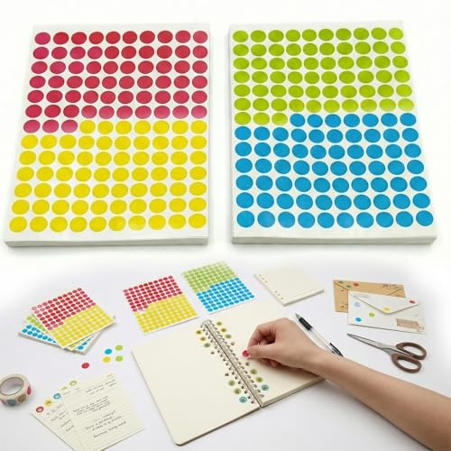Hole Punch Reinforcement Stickers for Binder Pages – Paper Hole Reinforcements for Binder Stickers, Adhesive Labels for Tear Prevention 2500 PCS 4 Colors