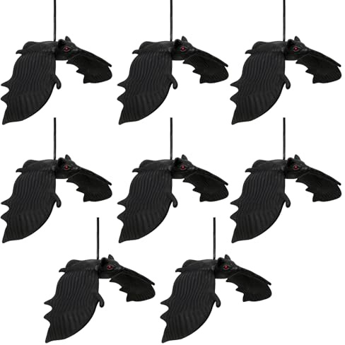 8 Stück Fledermaus Deko, 3D Halloween Fledermaus für Grusel Dekoration, Fledermäuse Gruselig Outdoor Indoor, Fledermäuse Deko Halloween für Fenster Tür Draußen Garten Baum