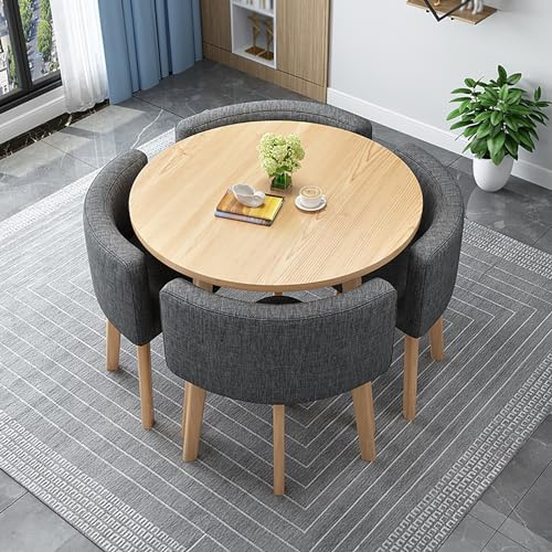 Runder Esstisch Set mit 4 Stühlen Einbauküche Tisch für Home Office & Konferenzraum 80cm Durchmesser Stilvolle Empfangsmöbel