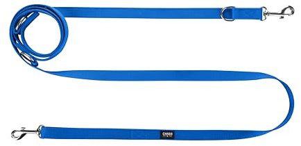 Chaba Hundeleine für Kleine Hunde mit 2 Karabinern | Spaziergang mit Zwei Hunden gleichzeitig | Verstellbar 1.35-2.6m | Breite 1.6cm | 2 Tragevarianten | Leicht | Robust | Dog Leash | BLAU, M